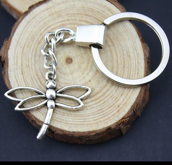 

6 pieces key chain women key rings fashion keychains for men dragonfly 32x27mm, Slivery;golden