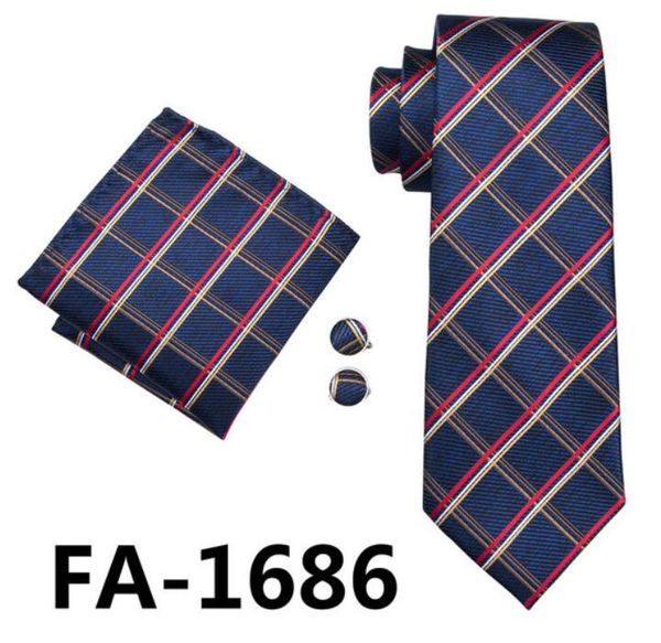 

mens tie red plaid silk jacquard neck tie tie hanky cufflinks set ties for men business wedding party, Black;blue