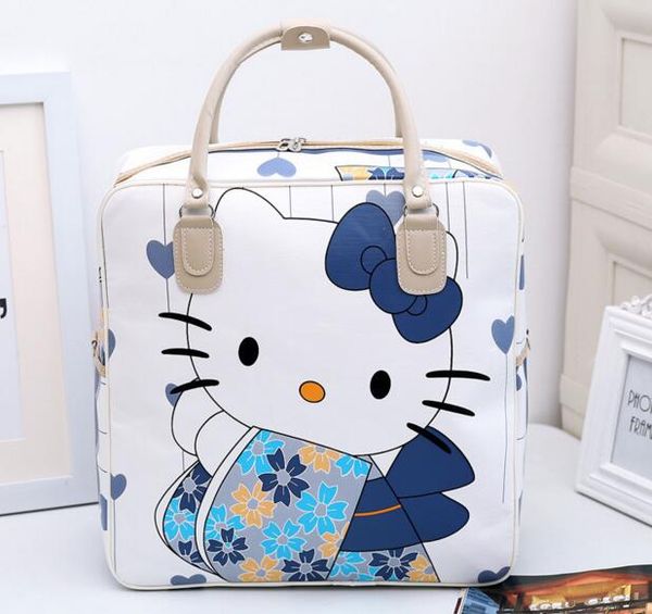 

2017 cute hello kiy cat melody foldable folding waterproof travel bags luggage womens girls cartoon tote duffle bags japan