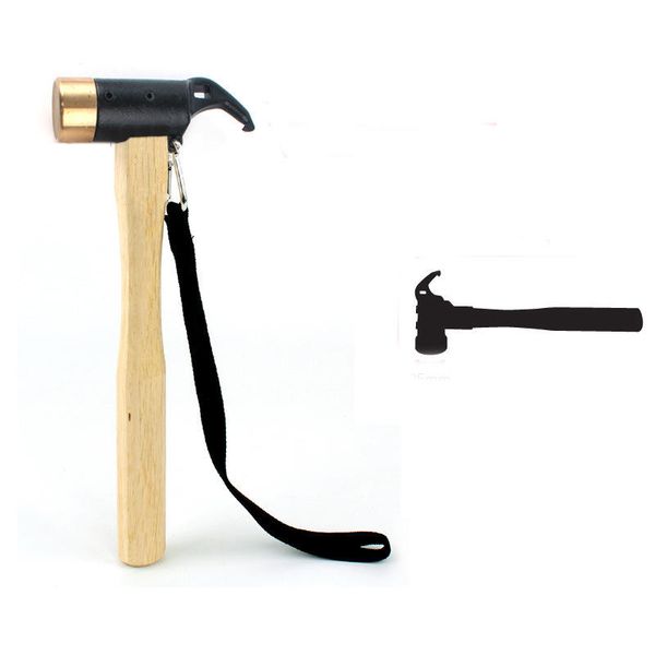 

selpa outdoor camping copper mallet brass hammer for tent pegs nail puller survival tool wooden handle strength steel hammer
