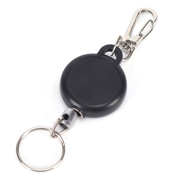 

black wire rope keychain 60cm badge reel retractable recoil anti lost yoyo ski pass id card holder key ring keyring steel cord, Silver