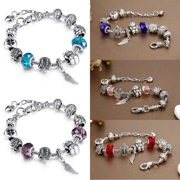 

crystal feather charm bracelets & bangles silver color bracelets for women fashion jewellery christmas gift d645s, Golden;silver