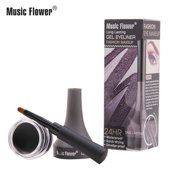 

music flower 5 color waterproof eyeliner gel quick dry smudge-proof eye liner cream with brush 24 hours long-lasting eyes makeup