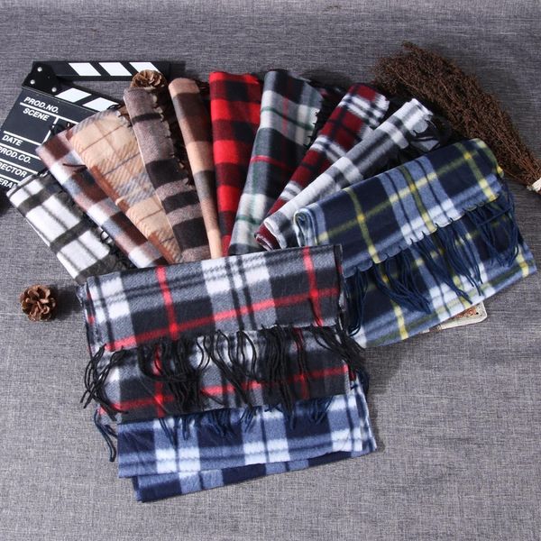 

2018 new men's winter scarf autumn casual fashion formal warm plaid scarf men women 175 cm, Blue;gray