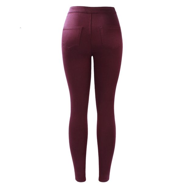 

pencil pants women`s burgundy elastic denim jean pants trousers skinny pencil high waisted woman jeans femme, Blue