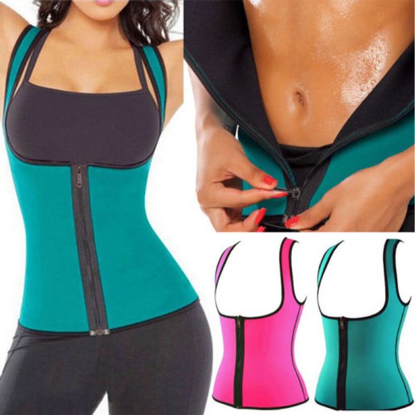 

neoprene body shaper slimming waist trainer cincher vest women shapers running vests, Black;blue