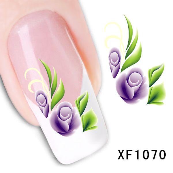 

nail art 1 pc xf1070-xf1079 various flowers design water transfer decoration sticker for beauty nails diy nail decals sticker, Black