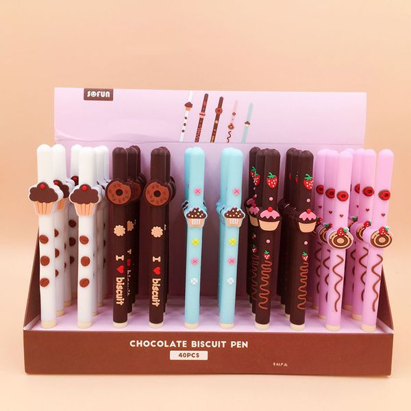 

chocolate biscuit scented gel pen silicone scented pen 40pcs/lot