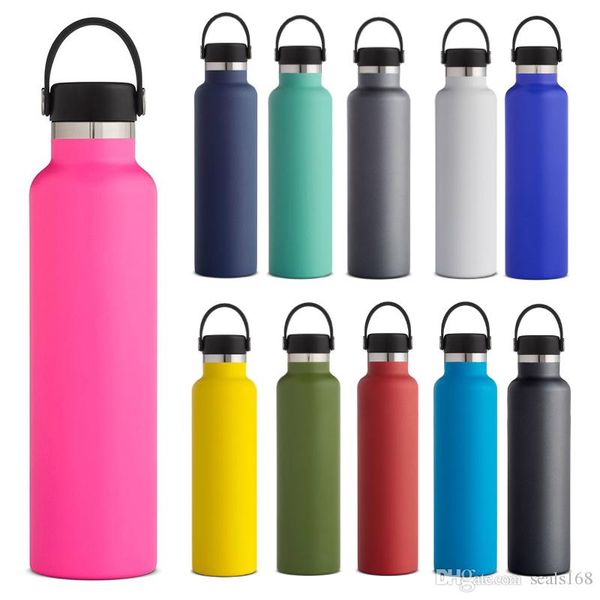 

11colors vacuum insulated water bottles new double wall stainless steel leak sports mug cup mouth lid flex cap cups 350ml 1000ml fhh7-1350a