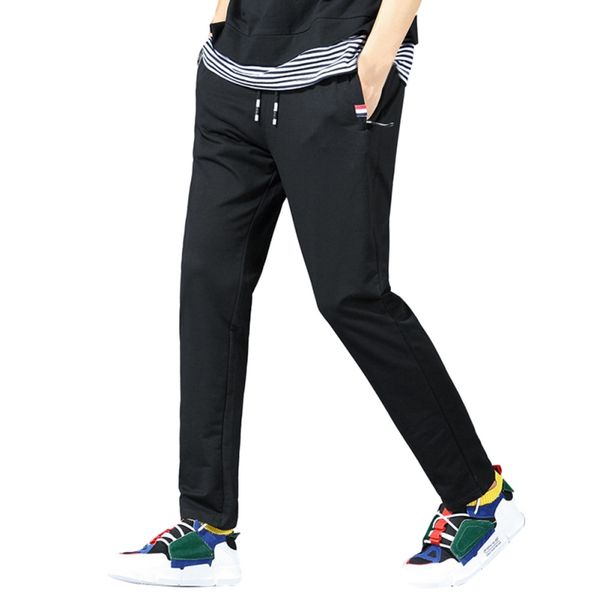 

autumn men cotton sweatpants fashion casual solid sporty thin men long pants trousers joggers male pockets sweatpants, Black