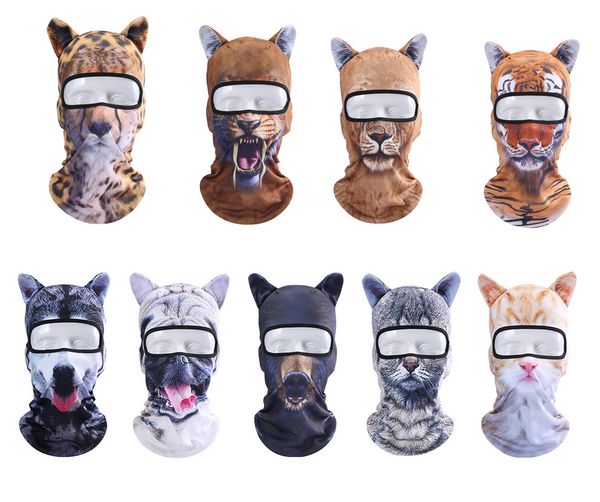 

outdoor sports hat women men 3d animal mask windproof dustproof sunscreen headgear cycling balaclava ski cap 9 styles dhl h691f, Black;white