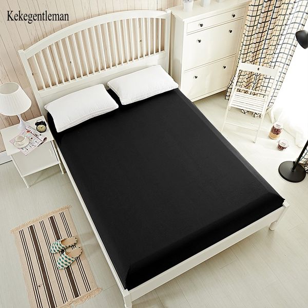 

160x200cm black bed sheet 100%polyester solid fitted sheet mattress cover with elastic band