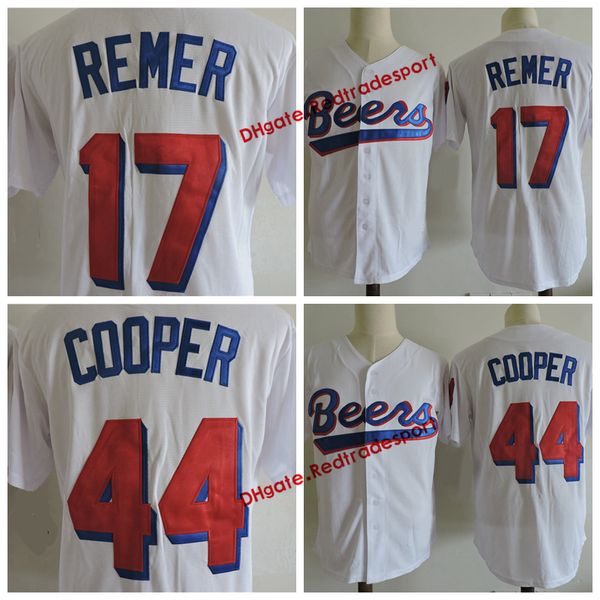 CAMISETA DE BASEQUETEBOL BEERS PARA FILME 44 JOE COOP COOPER 17 DOUG REMER Camisa de beisebol costurada S-XXXG