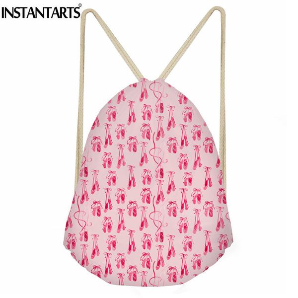

instantarts girls sport gym bag ballet shoes printed women fitness drawstring bag ladies travel small cinch sack backpack female