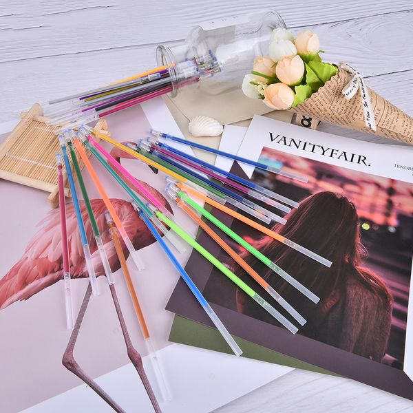 

36pcs colorful highlighter fluorescent flash shinning metal gel pen refill school student painting pen refills, Black;red