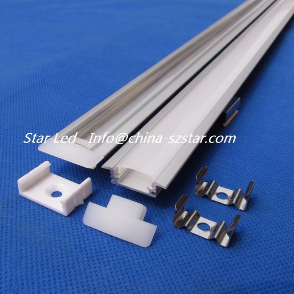

12pc/pack;2.5m per piece shaped aluminum profile with transparent or milky cover for led strip housing qc2507-2.5m