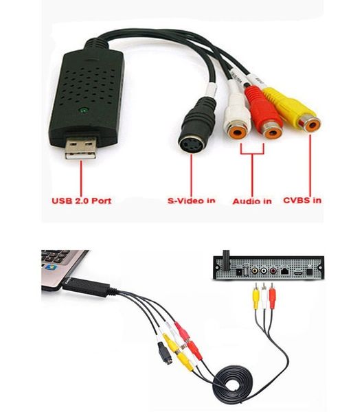 Freeshipping Capture Card Video USB 2.0 VHS zu DVD Adapter Konverter PC PS3 XBOX für Win 7 8 10 32 64 Win10