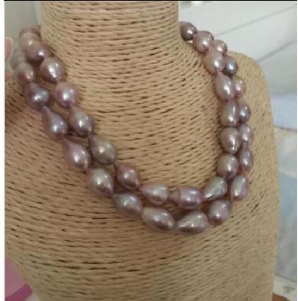 

11-13mm baroque south sea lavender pearl necklace 35inch white clasp, Silver
