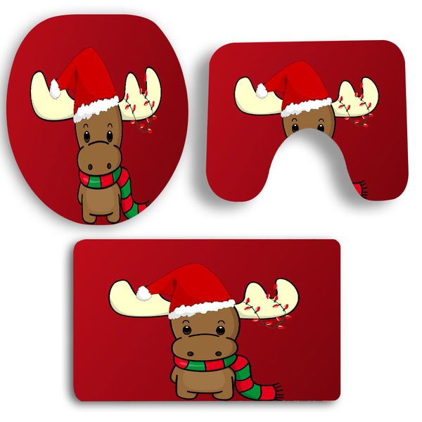 

экологичный рождественский нескользящий коврик на подставке + крышка для унитаза + коврик для ванной набор украшений для ванной комнаты для