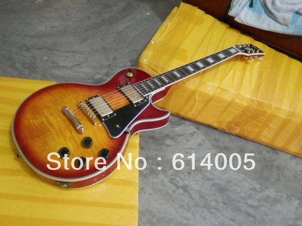

Lp cu tom mahogany hop new arrival cherry color tripe electric guitar in tock