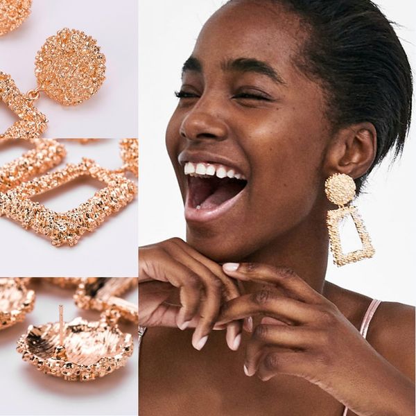 

new fashion lady exaggerated earrings high-grade geometric alloy stud earrings bohemian ethnic dangle stud earrings jewelry for women h420r, Golden;silver