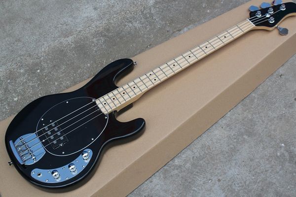 

wholesale 4 strings black electric bass guitar with 1 h pickup,black headstock and pickguard,maple fretboard180903