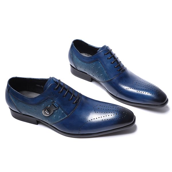 FELIX CHU Italiano Designer de Impressão de Couro Genuíno Dos Homens Sapatos Oxford Vestido Masculino Festa de Casamento Escritório Preto Azul Brogue Em Flats