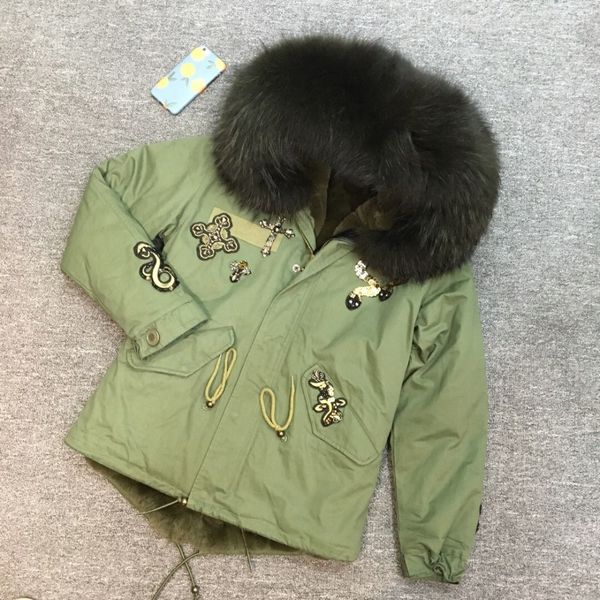 

meifng big collar 2018 warm parka winter lady streetwear thickness faux fur fully zipper fur coat, Black