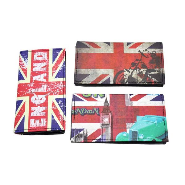 Toppuff Inglês bandeira Design PU couro bolsa de tabaco com 78mm / 70mm titular de papel tamanho portátil tamanho tabaco cigarette