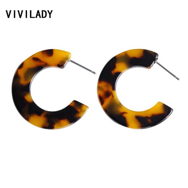 

vivilady trendy 3cm small round hoop earrings women circle acrylic acetic acid tortoise shell boho leopard wedding jewelry gifts, Golden;silver