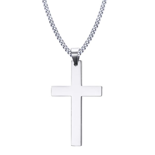 

men's cross pendant stainless steel slide necklace jewelry, Silver