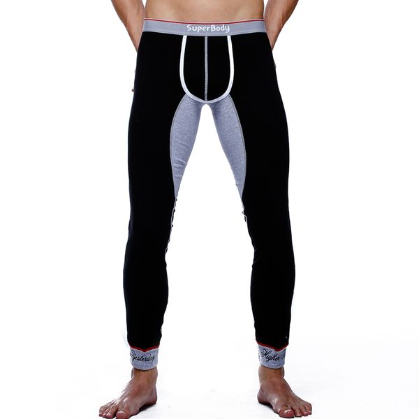 

male long johns tight legging lycra cotton long underpants thin warm pant close-fitting male johns superbody low-waist, Black;brown