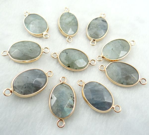 

selling natural labradorite stone faceted pendant connector for diy jewelry making 12pcs/lot wholesale ing, Black