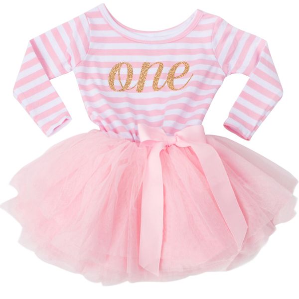 

newborn baby girls tutu 1 year 2 year birthday dress girls dresses long sleeve striped design kids baptism dress for children school clothes, Red;yellow