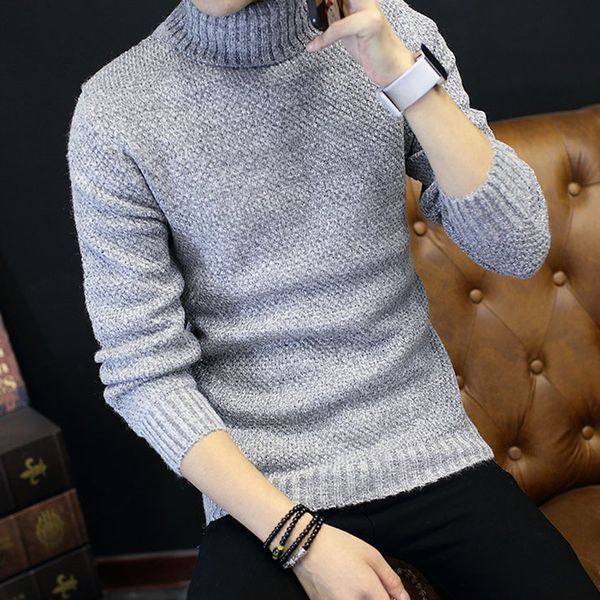 

2018 new winter men's sweater men's o-neck knitwear solid color casual sweater slim fit brand knitted pullovers, White;black