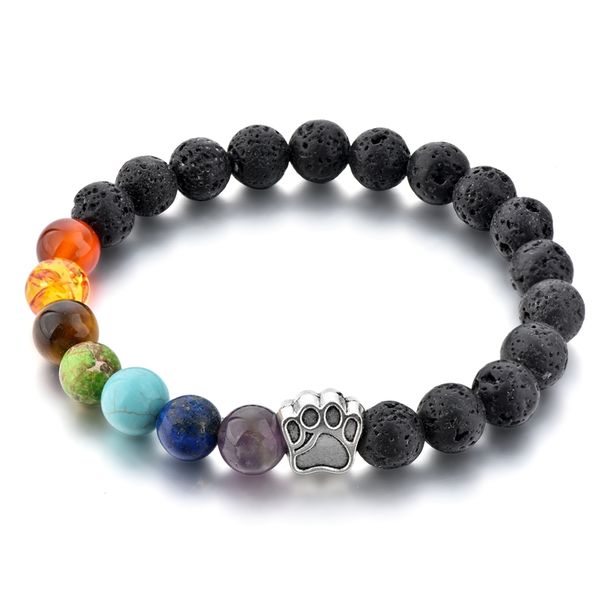 

adjustable bracelets for women volcanic rocks stone beads bracelets dog elastic multi 8 color fashion bracelet women, Black