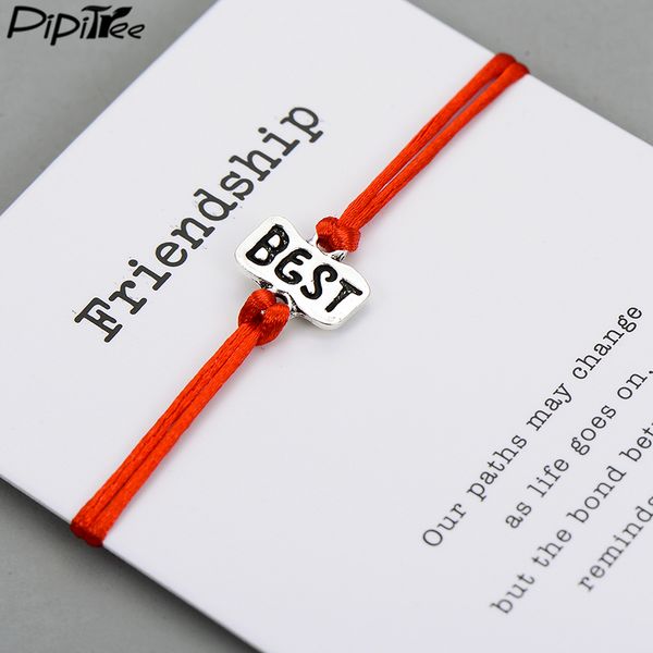 

pipitree letter friendship bracelets for women men children adjustable weaving red bracelet wish lucky jewelry gift, Golden;silver