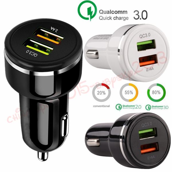 

qc 3.0 fast quick car charger auto power adapter 5v 3.1v 9v 2a dual usb ports quick car chargers for samsung s6 s7 s8 s9 pc