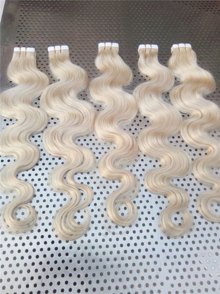 

100g 16" 18" 20" 22" 24" #60 #613 body wavy indian remy pu tape skin weft tape in hair extensions fast shipping, Black