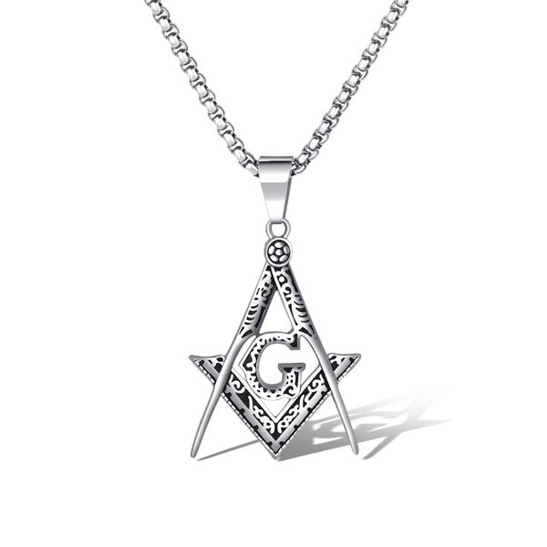 

7seas stainless steel necklaces retro casting masonic symbol stylish titanium steel men's pendant religious jewelry gifts 7s1401, Silver