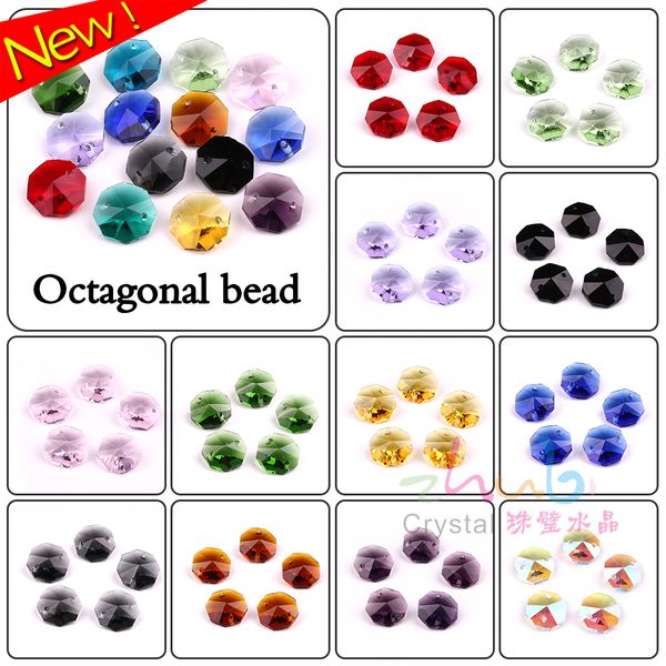

chinese jewelry beading 14mm facetd glass loose spacer octagon beads diy with 2 holes crystal pendants for chandeliers