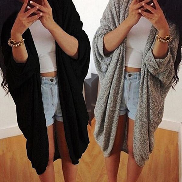 

women fashion coat bat-wing sleeve knit cardigan shirt autumn winter blouses, White;black
