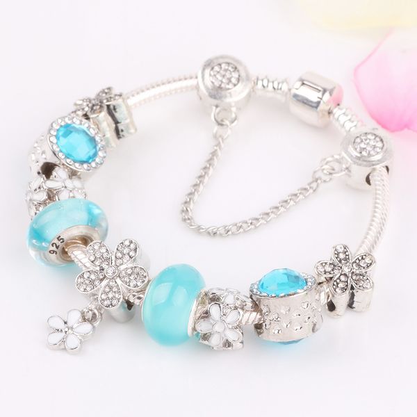 

aifeili sky blue series diy bracelet flower pendant fit jewellery bracelet jewelry accessories fashion europe original, Black