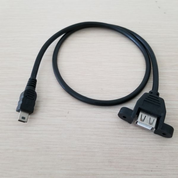 

usb 2.0 mini 5pin to usb a panel mount with screws data extension printer cable male to female 50cm 28awg