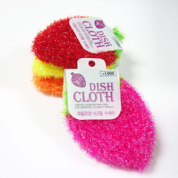 

strawberry shape hand crochet korea yarn square dish cloth kitchen plate bowl washing cleaning scrubber brush
