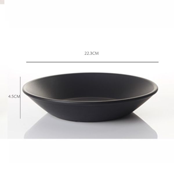 

wholesale-sell practical china porcelain black solid soup dish fish dish rice bowl 10" matte glazed ceramic japanese brief design
