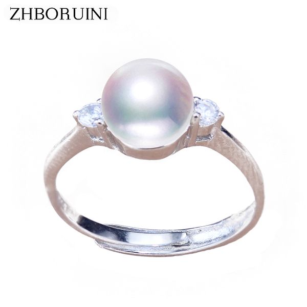 

zhboruini pearl ring natural freshwater pearl jewelry 925 sterling sier rings for women zircon wedding big ring wholesale gift, Golden;silver