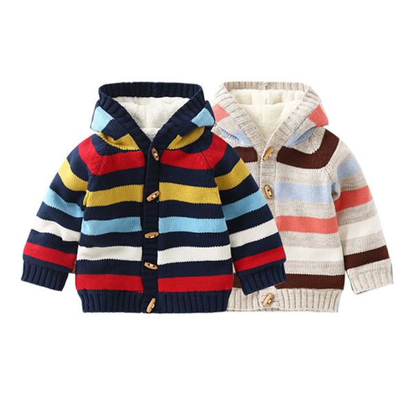 Baby Boys Sweater Autumn Warm Striped Knitted Sweaters Newborn Baby Knitting Infant Bebies Knitwear Cardigan Clothes Knitting Patterns For Kids
