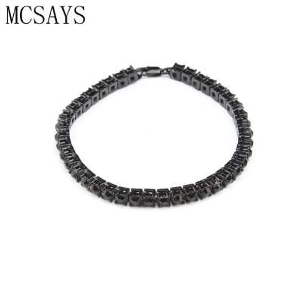 

mcsays hip hop bracelet 1 single row crystal cz bling tennis chain bracelet gold/silver-color black-color iced out bangle 4gm