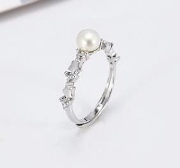 

personality creative s925 sterling silver ring temperament pearl open ring